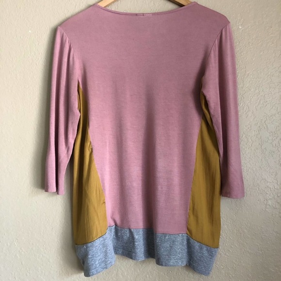 Anthropologie  Dolan Colorblock Pink Mauve Gold Grey Top - Picture 4 of 5